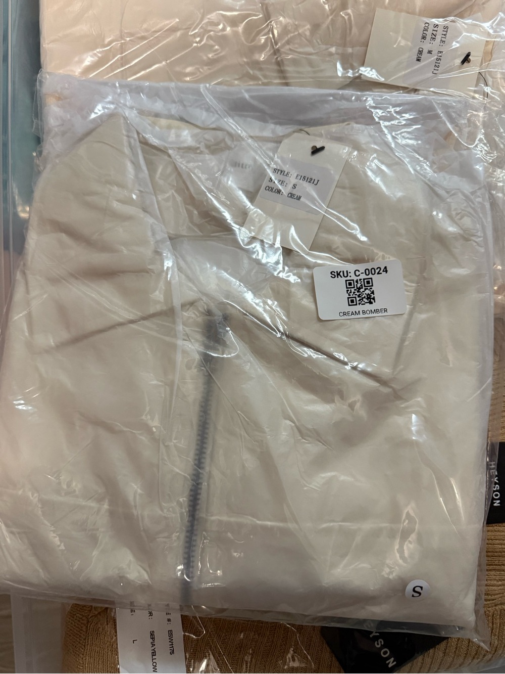 Idem Ditto Cream Faux Leather Cropped Bomber Jacket - Picture 11 of 11